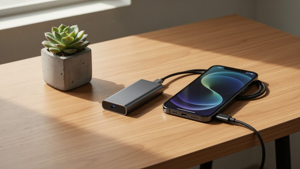 Backing up photos directly using a USB-C OTG external drive without a PC