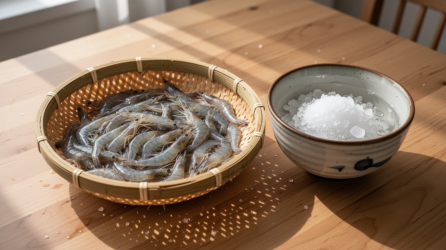 김장 김치의 시원한 감칠맛을 내는 생새우(동백하), 왜 수돗물로 씻으면 안 될까요? 3~4% 소금물 세척법부터 영하 18℃ 이하 소분 냉동 보관 요령까지 한눈에 정리해 드립니다.