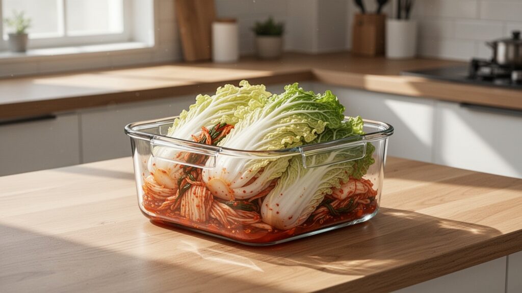 김치통은 70~80%만 채우고 공기를 막아야 한다